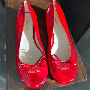 Prada Glossy Red Flats